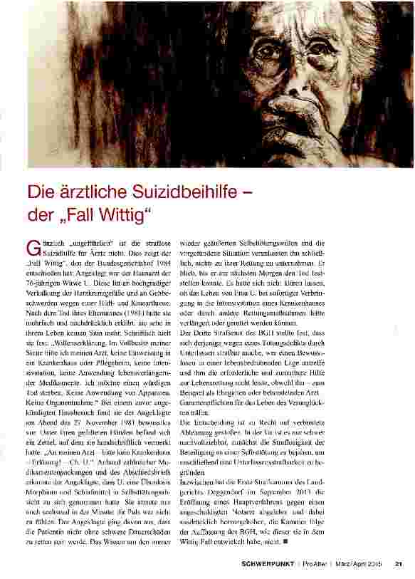 Vorschauseite 1: Die ärztliche Suizidbeihilfe -der „Fall Wittig