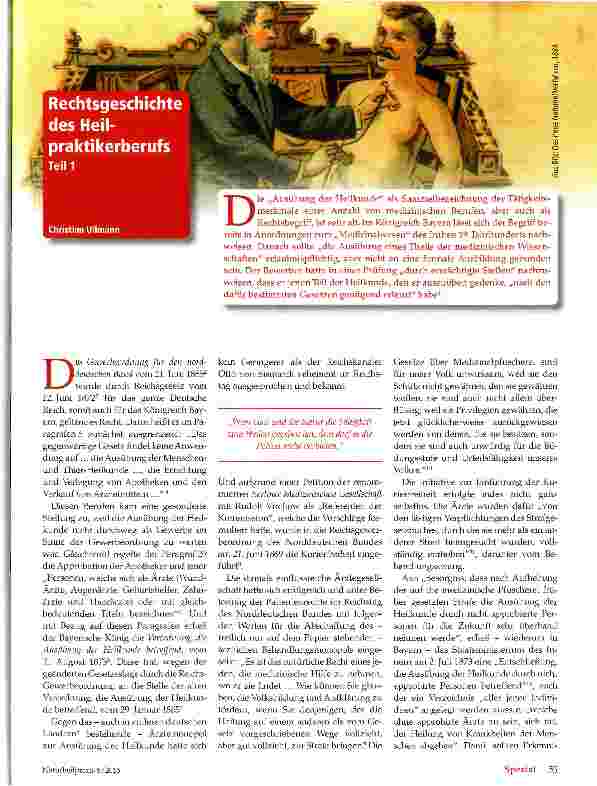 Vorschauseite 1: Rechtsgeschichte des Heilpraktikerberufs Teil 1