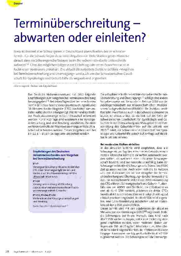 Vorschauseite 1: Terminüberschreitung -abwarten oder einleiten?