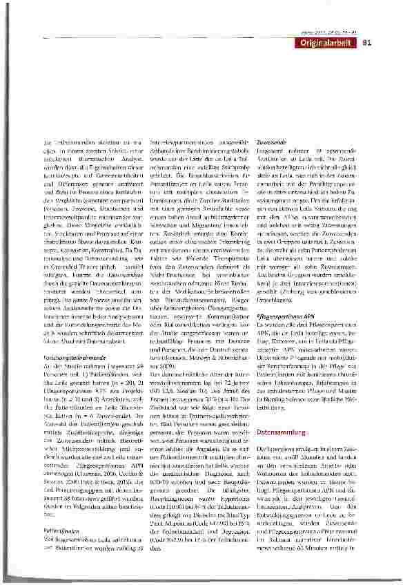 Vorschauseite 3: Umsorgt werden und umsorgen: Leben mit mehreren Langzeiterkrankungen (Leila) - Eine qualitative Studie zum Beitrag von APN in integrierter Versorgung