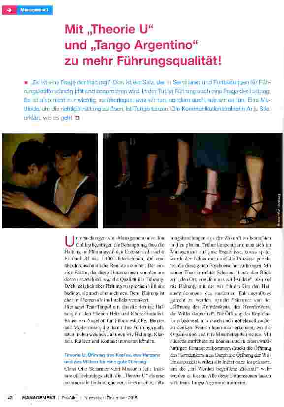 Vorschauseite 1: Mit „Theorie U und „Tango Argentino zu mehr Führungsqualität!