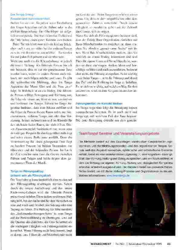 Vorschauseite 2: Mit „Theorie U und „Tango Argentino zu mehr Führungsqualität!