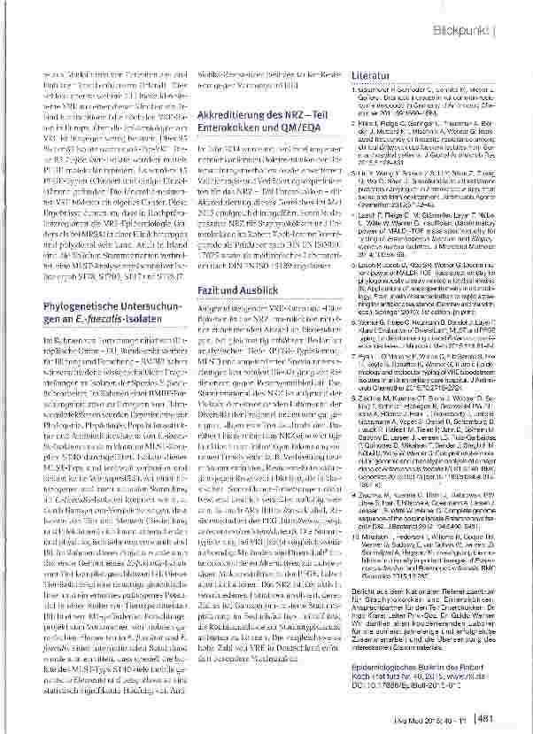 Vorschauseite 6: Eigenschaften, Häufigkeit und Verbreitung Vancomycin-resistenter Enterokokken (VRE) in Deutschland