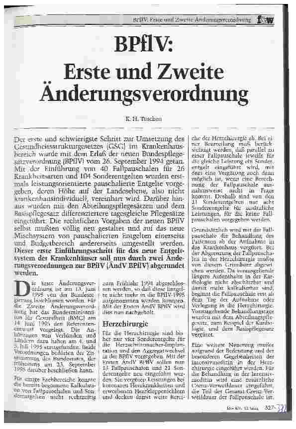 Vorschauseite 1: BPflV: Erste und Zweite Änderungsverordnung