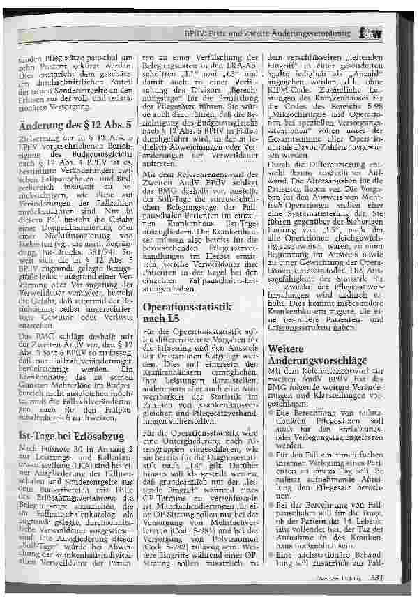 Vorschauseite 4: BPflV: Erste und Zweite Änderungsverordnung