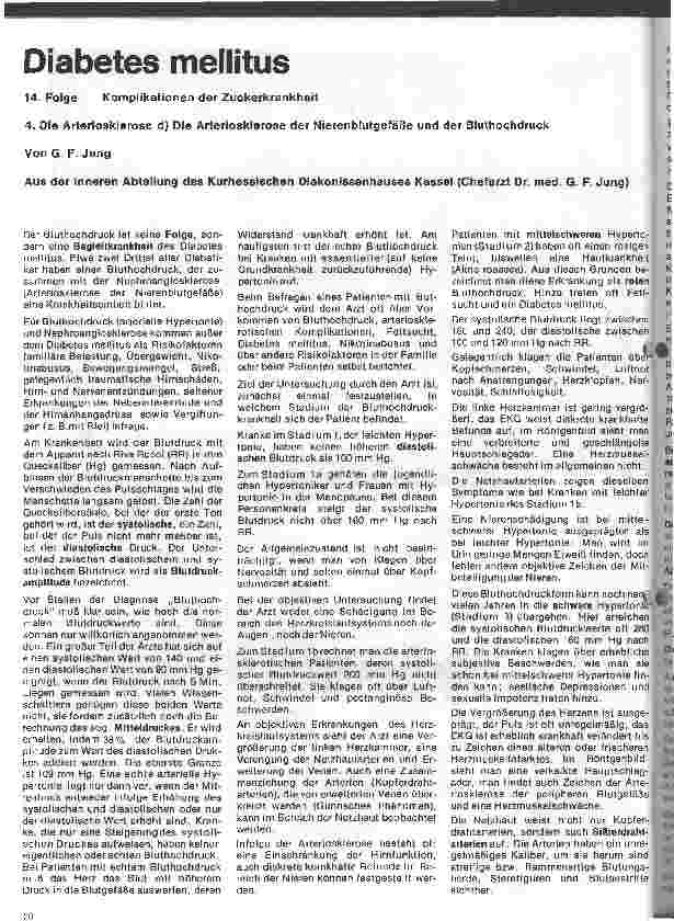 Vorschauseite 1: Diabetes mellitus Komplikationen der Zuckerkrankheit Die Arteriosklerose (Nierenblutgefäße - Bluthochdruck)