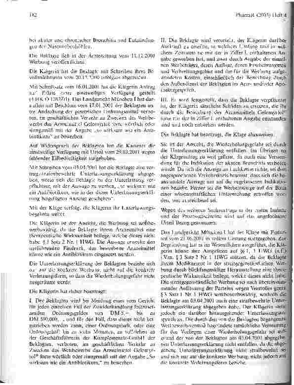 Vorschauseite 2: Zur Bewerbung eines schleimlösenden MedikamentsOLG München, Urteil vom 23. Dezember 2004 - 6 U 4304/01
