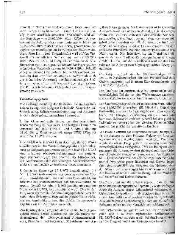 Vorschauseite 4: Zur Bewerbung eines schleimlösenden MedikamentsOLG München, Urteil vom 23. Dezember 2004 - 6 U 4304/01