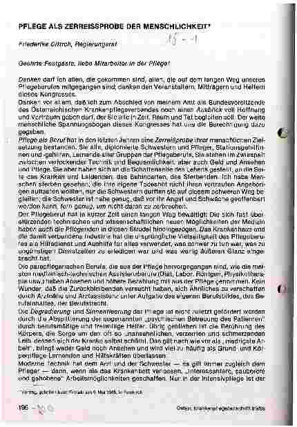 Vorschauseite 1: Pflege als Zerreissprobe der Menschlichkeit