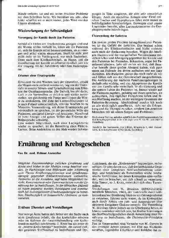 Vorschauseite 1: Ernährung und Krebsgeschehen