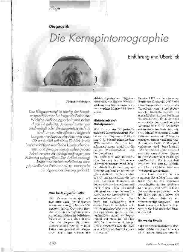 Vorschauseite 1: Die Kernspintomographie. Einführung und Überblick