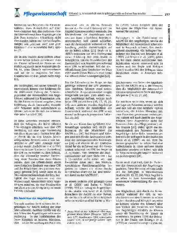 Vorschauseite 3: Anwesenheit von Angehörigen während einer kardiopulmonalen Reanimation
