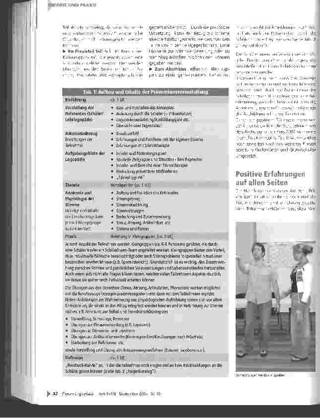 Vorschauseite 3: Stimmprävention vor Ort : Logopädieschülerinnen gehen in Schulen und Kindergärten