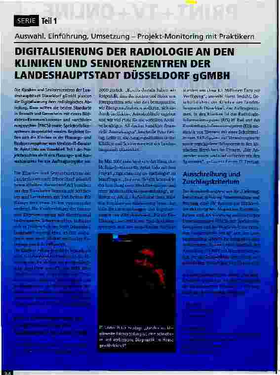 Vorschauseite 1: DIGITALISIERUNG DER RADIOLOGIE AN DEN KLINIKEN UND SENIORENZENTREN DER LANDESHAUPTSTADT DÜSSELDORF gGMBHTeil 1