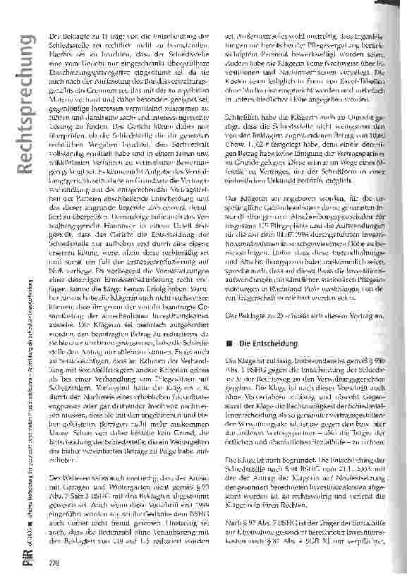 Vorschauseite 4: Erhöhte Festsetzung der gesondert berechneten Investitionskosten -Anfechtung der Schieds stellenentscheidung