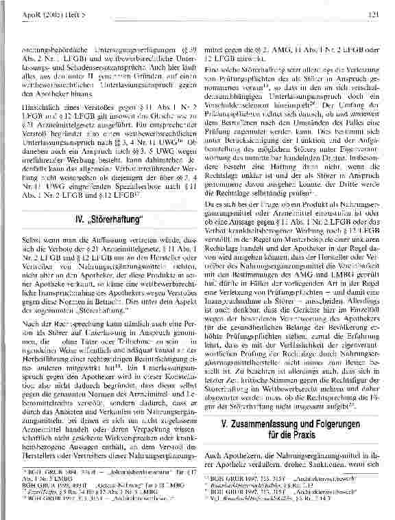 Vorschauseite 6: Verkauf von Nahrungsergänzungsmitteln in Apotheken: Haftungsrisiken des Apothekers
