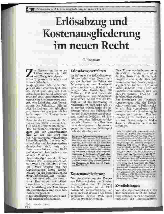 Vorschauseite 1: Erlösabzug und Kostenausgliederung im neuen Recht