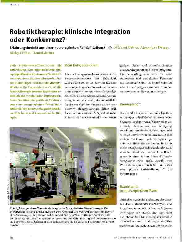 Vorschauseite 1: Robotiktherapie: klinische Integration oder Konkurrenz?