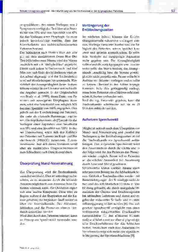 Vorschauseite 2: Dekanülierungsmanagement - Die Entwöhnung von derTrachealkanüie: bei dysphagischen Patienten