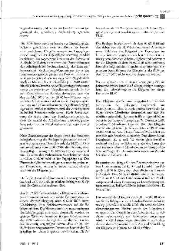 Vorschauseite 3: Zur Anwendbarkeit des Kündigungsschutzgesetzes bei einem möglichen Vorliegen eines gemeinsamen Betriebs KSchG § 1, § 23; BGB § 193, § 622 Abs. 3