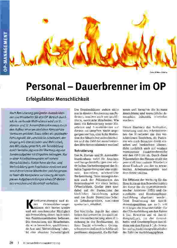 Vorschauseite 1: Personal - Dauerbrenner im OP