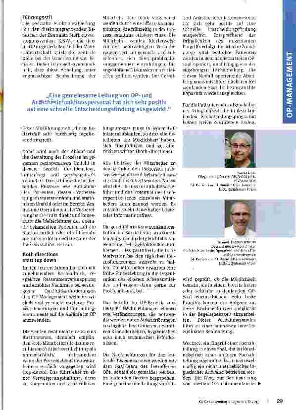 Vorschauseite 2: Personal - Dauerbrenner im OP