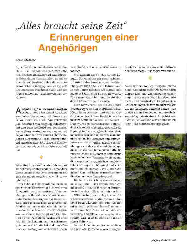 Vorschauseite 1: Alles braucht seine Zeit Erinnerungen einer Angehörigen