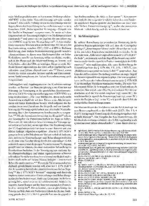 Vorschauseite 3: Rechtsfragen der frühen Nutzenbewertung neuer Untersuchungsund Behandlungsmethoden mit Hochrisikoprodukten -Teil 1