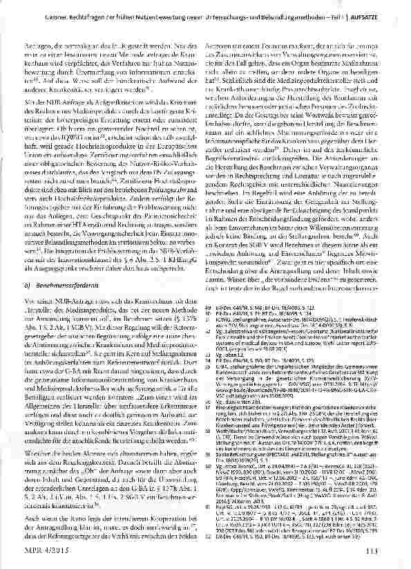 Vorschauseite 5: Rechtsfragen der frühen Nutzenbewertung neuer Untersuchungsund Behandlungsmethoden mit Hochrisikoprodukten -Teil 1