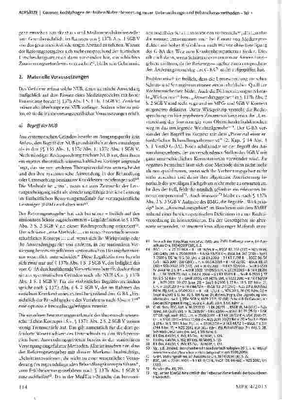 Vorschauseite 6: Rechtsfragen der frühen Nutzenbewertung neuer Untersuchungsund Behandlungsmethoden mit Hochrisikoprodukten -Teil 1