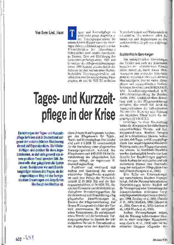 Vorschauseite 1: Tagesund Kurzzeitpflege in der Krise