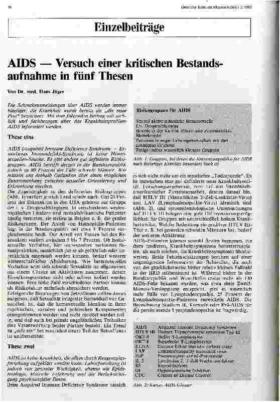 Vorschauseite 1: AIDS - Versuch einer kritischen Bestandsaufnahme in fünf Thesen