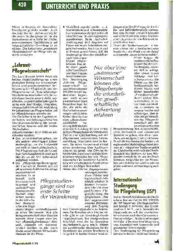 Vorschauseite 4: Qualifizierung und Professionalisierung Bremer Pflege-Studiengänge