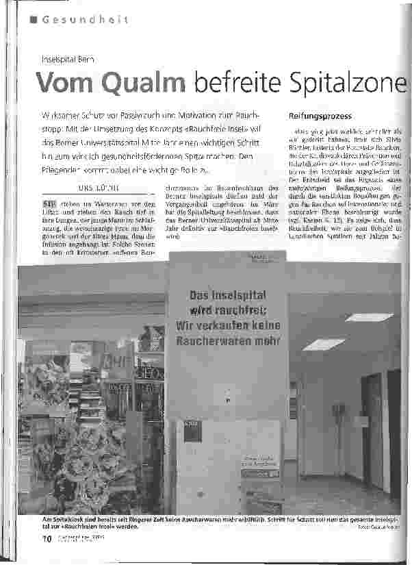 Vorschauseite 1: Vom Qualm befreite Spitalzone