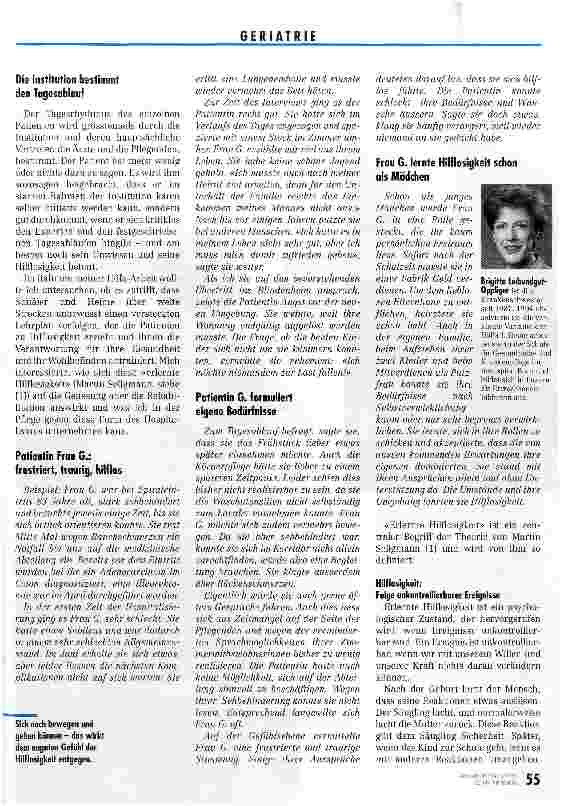 Vorschauseite 2: Wege aus der erlernten Hilflosigkeit Mit bewußter Pflege gegen lähmendes Verhalten
