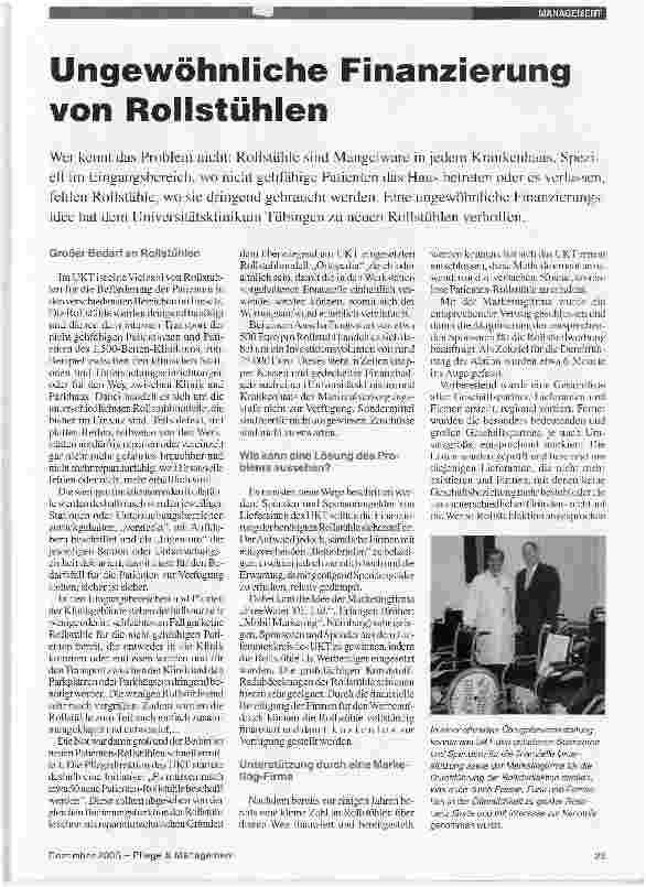 Vorschauseite 1: Ungewöhnliche Finanzierung von Rollstühlen