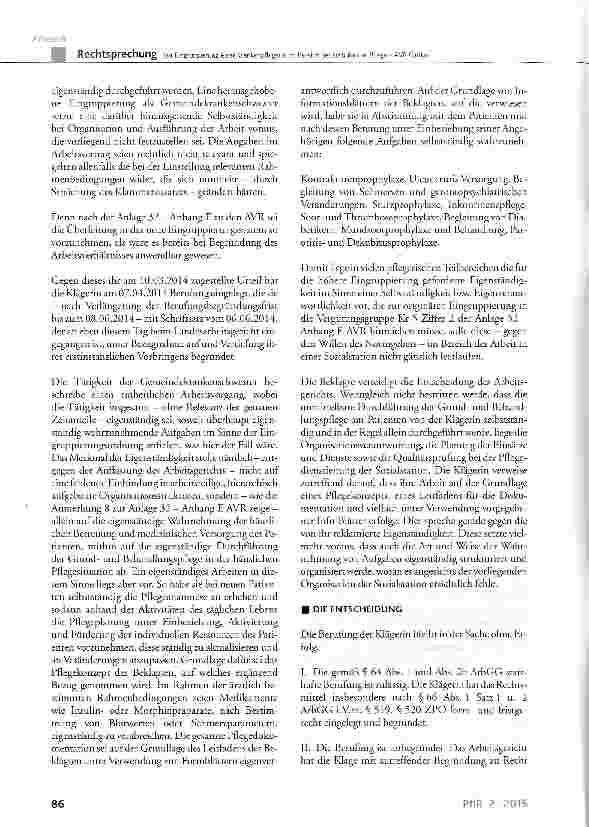 Vorschauseite 4: Zur Eingruppierung einer Krankenpflegerin im Bereich der ambulanten Pflege - AVR CaritasAnl. 32 Anh. E VergCr 5 Ziff. 2 DCVArbVtrRL, Anl. 32 Anh. F DCVArbVtrRL; KrPflG § 3
