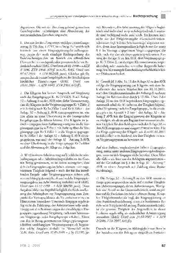 Vorschauseite 5: Zur Eingruppierung einer Krankenpflegerin im Bereich der ambulanten Pflege - AVR CaritasAnl. 32 Anh. E VergCr 5 Ziff. 2 DCVArbVtrRL, Anl. 32 Anh. F DCVArbVtrRL; KrPflG § 3
