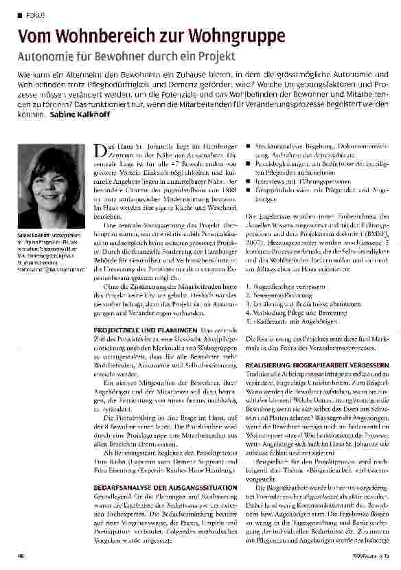 Vorschauseite 1: Vom Wohnbereich zur Wohngruppe