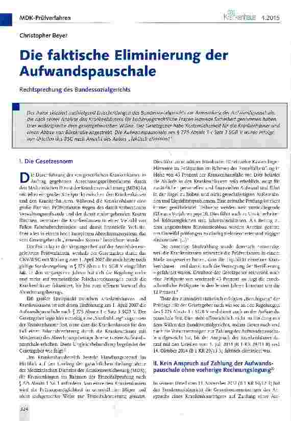 Vorschauseite 1: Die faktische Eliminierung der Aufwandspauschale