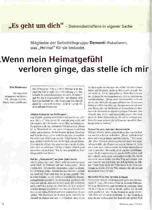 Vorschauseite 1: Wenn mein Heimatgefühl verloren ginge, das stelle ich mir ganz schlimm vor.