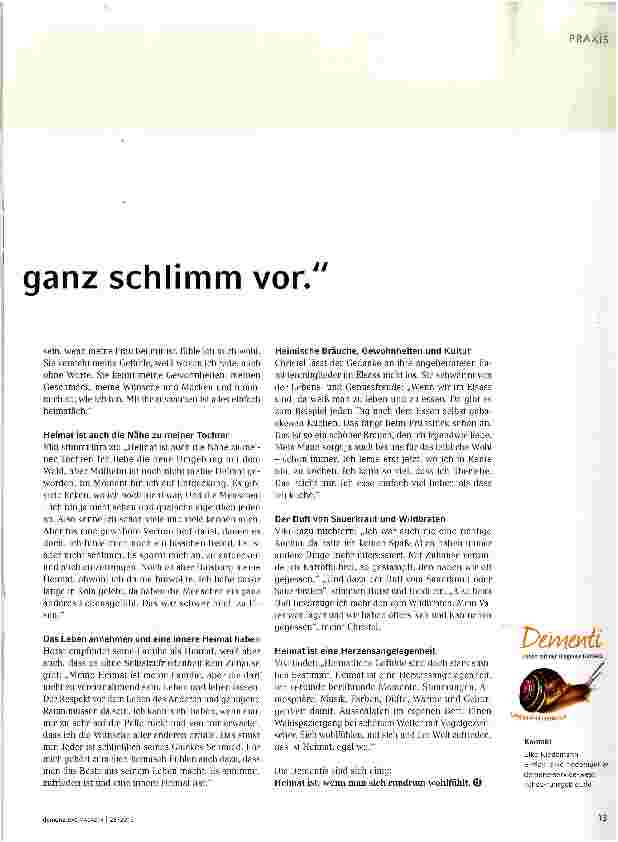 Vorschauseite 2: Wenn mein Heimatgefühl verloren ginge, das stelle ich mir ganz schlimm vor.