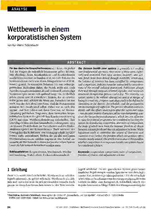 Vorschauseite 1: Wettbewerb in einem korporatistischen System