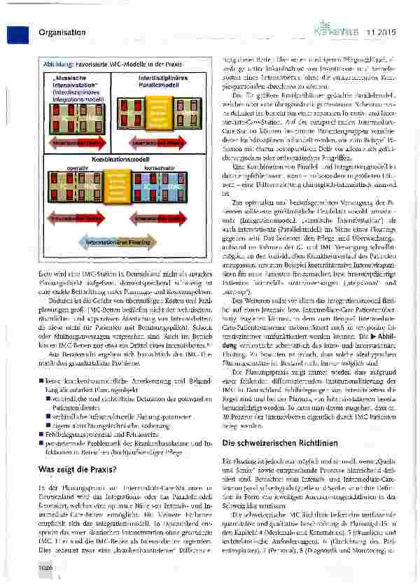 Vorschauseite 2: Schweizerische Richtlinien für die Anerkennung von Intermediate Care Units mit Leuchtturmfunktion?