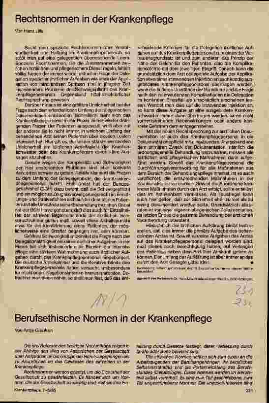 Vorschauseite 1: Berufsethische Normen in der Krankenpflege