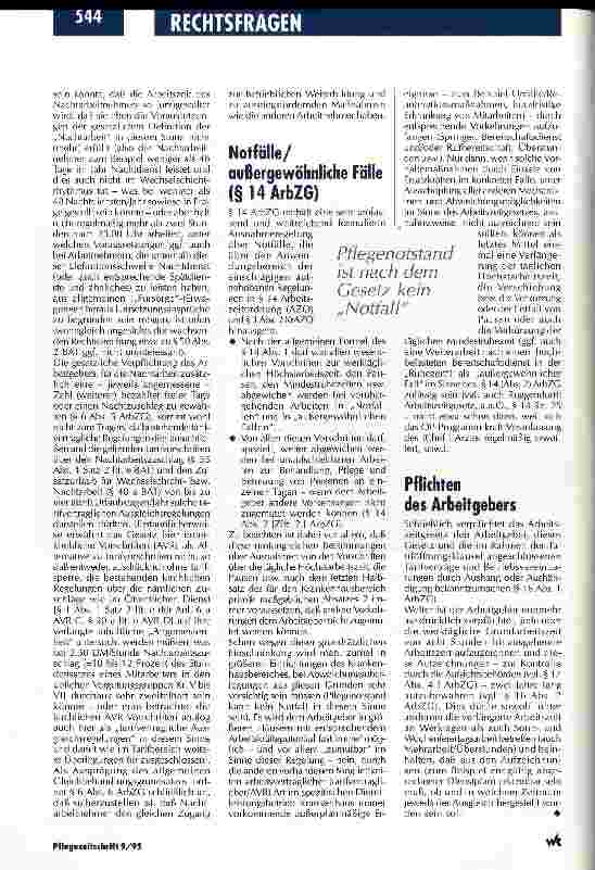 Vorschauseite 4: Das Krankenhaus erfordert spezielle Dienstzeiten Arbeitszeitgesetz 1994