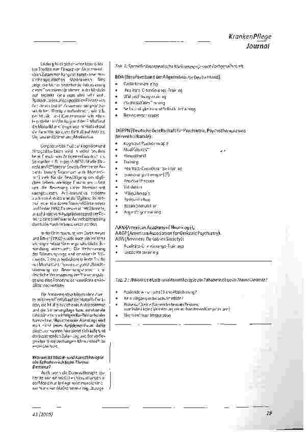 Vorschauseite 2: Musikund Kunsttherapie - ein Tabuthema in der Demenztherapie?