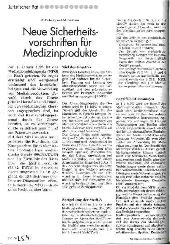 Vorschauseite 1: Neue Sicherheitsvorschriften für Medizinprodukte