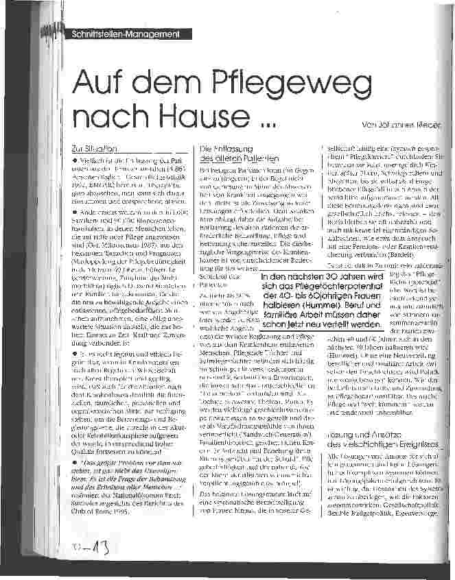 Vorschauseite 1: Auf dem Pflegeweg nach Hause ... Schnittstellen-Management