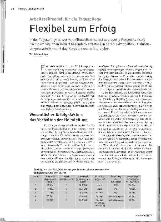 Vorschauseite 1: Flexibel zum Erfolg. Arbeitszeitmodell für die Tagespflege